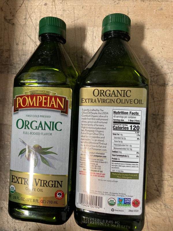 Photo 2 of **NON-REFUNDABLE** Pompeian USDA Organic Robust Extra Virgin Olive Oil, First Cold Pressed, Full-Bodied Flavor, Perfect for Salad Dressings & Marinades, 24 FL. OZ. 2 pack 
