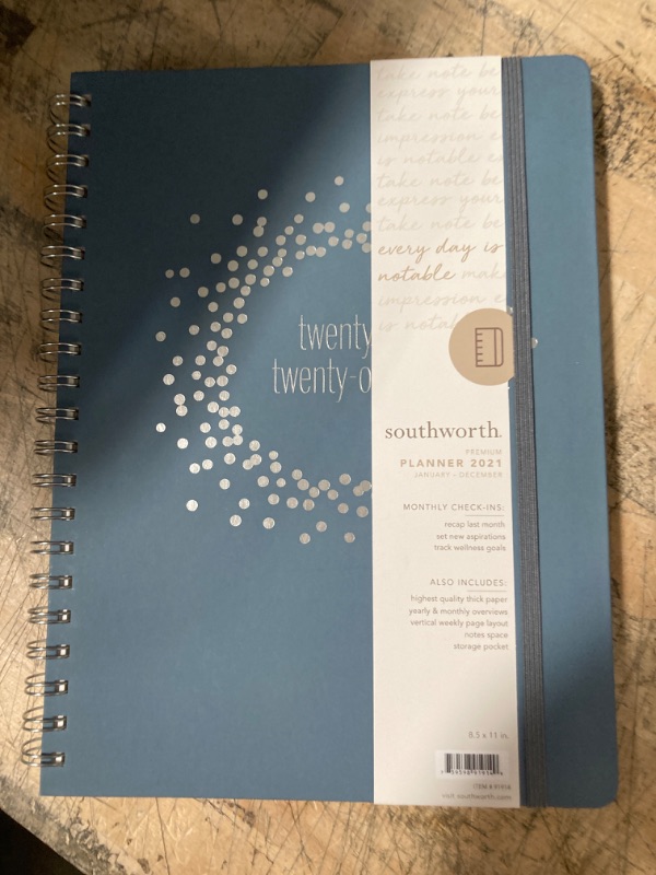 Photo 2 of Southworth 2021 Yearly Planner (January, 2021-December, 2021), Monthly and Yearly Planner, 8.5” X 11”, Silverstone, Premium 28lb/105gsm Paper, Twi
