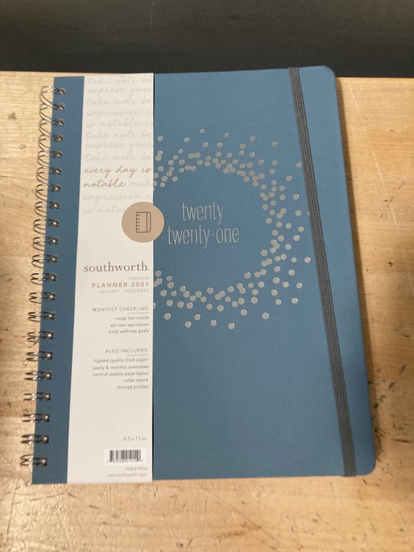 Photo 2 of Southworth 2021 Yearly Planner (January, 2021-December, 2021), Monthly and Yearly Planner, 8.5” X 11”, Silverstone, Premium 28lb/105gsm Paper, Twi
