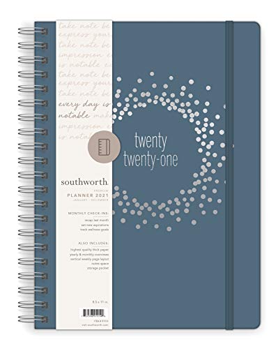 Photo 1 of Southworth 2021 Yearly Planner (January, 2021-December, 2021), Monthly and Yearly Planner, 8.5” X 11”, Silverstone, Premium 28lb/105gsm Paper, Twi
