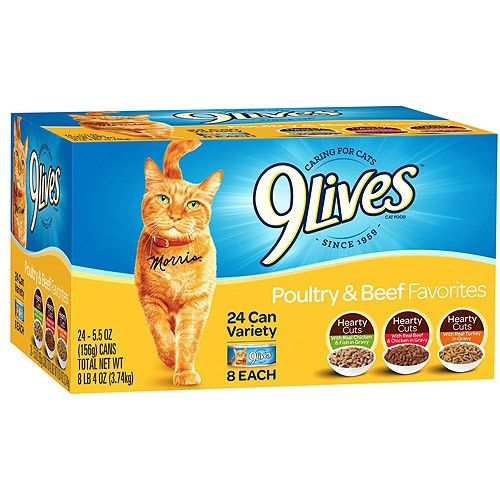 Photo 1 of **NON-REFUNDABLE** Exp: 7/26/23 9Lives Beef, Egg, Chicken & Turkey Flavor Gravy Chunk Wet Cat Food, 5.5 oz. Cans (24 Count)
