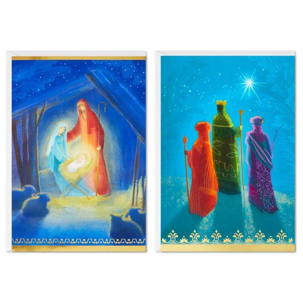 Photo 1 of Image Arts Boxed Religious Christmas Cards Assortment, Painted Nativity (4 Designs, 24 Cards and Envelopes) 2 pack 
