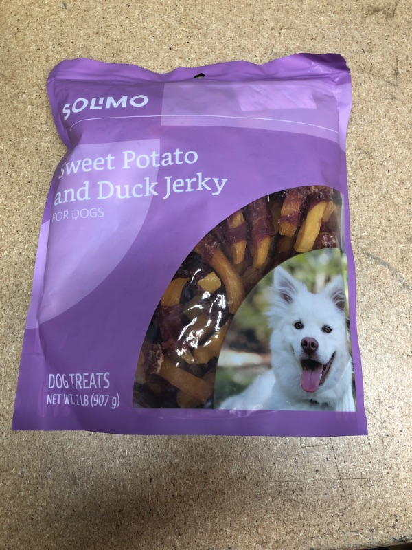 Photo 2 of **NON-REFUNDABLE**
BEST BY 5/23
Amazon Brand - Solimo Sweet Potato & Duck Jerky Dog Treats
