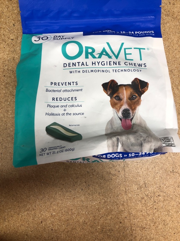 Photo 1 of **NON-REFUNDABLE**
BEST BY 7/13/22
Merial Oravet Dental Hygiene Chew For Dogs (10-24 Lbs), Dental Treats For Dogs, 30 Count

