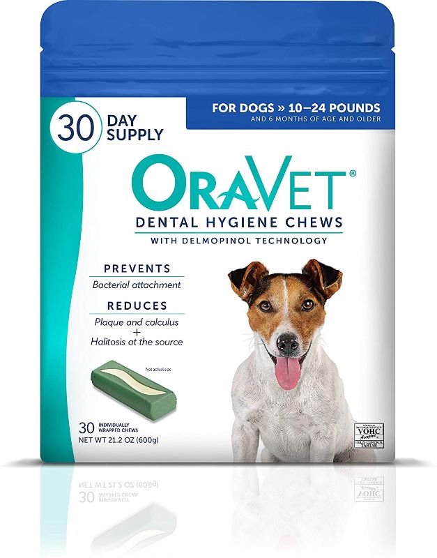 Photo 1 of **NON-REFUNDABLE**
BEST BY 7/13/22
Merial Oravet Dental Hygiene Chew For Dogs (10-24 Lbs), Dental Treats For Dogs, 30 Count
