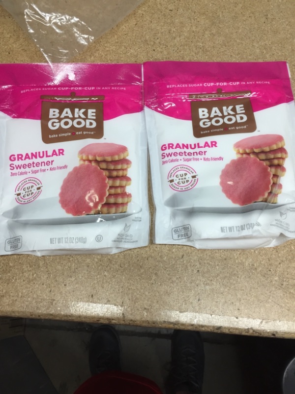 Photo 2 of ***non-refundable**
best by 5/25/22
BakeGood Granular Sweetener 1-to-1 Substitute for White Sugar, Zero Calorie, Keto Friendly, Sugar Free, Non-GMO, Gluten Free, 2 pack, 24 ounces
