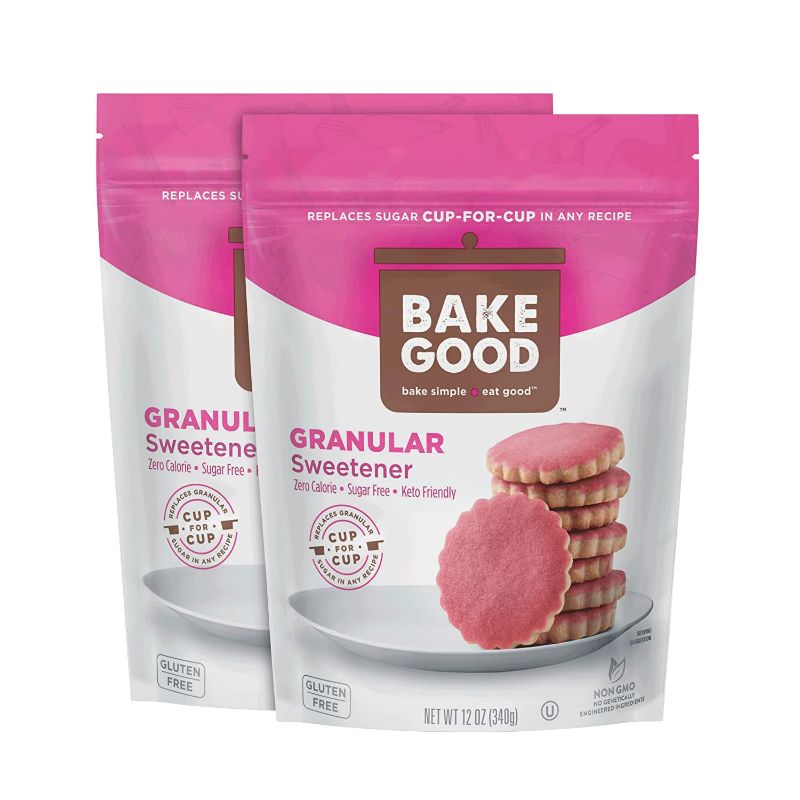 Photo 1 of ***non-refundable**
best by 5/25/22
BakeGood Granular Sweetener 1-to-1 Substitute for White Sugar, Zero Calorie, Keto Friendly, Sugar Free, Non-GMO, Gluten Free, 2 pack, 24 ounces
