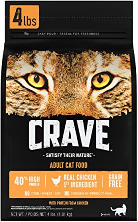 Photo 1 of **NON-REFUNDABLE***
BEST BY 4/26/22
CRAVE Grain Free Adult High Protein Natural Dry Cat Food with Protein from Chicken, 4 lb. Bag
