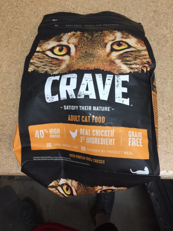 Photo 2 of **NON-REFUNDABLE***
BEST BY 4/26/22
CRAVE Grain Free Adult High Protein Natural Dry Cat Food with Protein from Chicken, 4 lb. Bag
