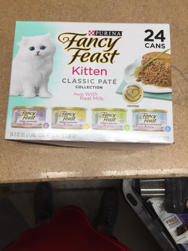 Photo 2 of ***non-refundable**
Purina Fancy Feast Grain Free Pate Wet Kitten Food Variety Pack, Kitten Classic Pate Collection, 4 flavors - (24) 3 oz. Boxes
