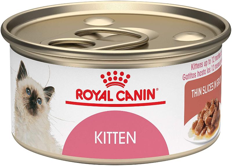 Photo 1 of ***non-refundable**
best by 3/24
24 pack 
Royal Canin Feline Health Nutrition Kitten Thin Slices in Gravy Canned Cat Food, 3 oz can
