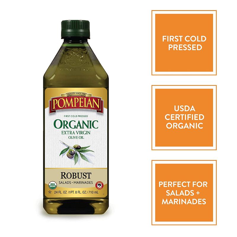 Photo 1 of ***non-refundable**
best by 6/22
2 bottles of Pompeian USDA Organic Robust Extra Virgin Olive Oil, First Cold Pressed, Full-Bodied Flavor, Perfect for Salad Dressings & Marinades, 24 FL. OZ.