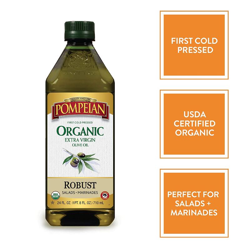 Photo 1 of ***non-refundable**
best by 6/22
2 bottles of Pompeian USDA Organic Robust Extra Virgin Olive Oil, First Cold Pressed, Full-Bodied Flavor, Perfect for Salad Dressings & Marinades, 24 FL. OZ.
