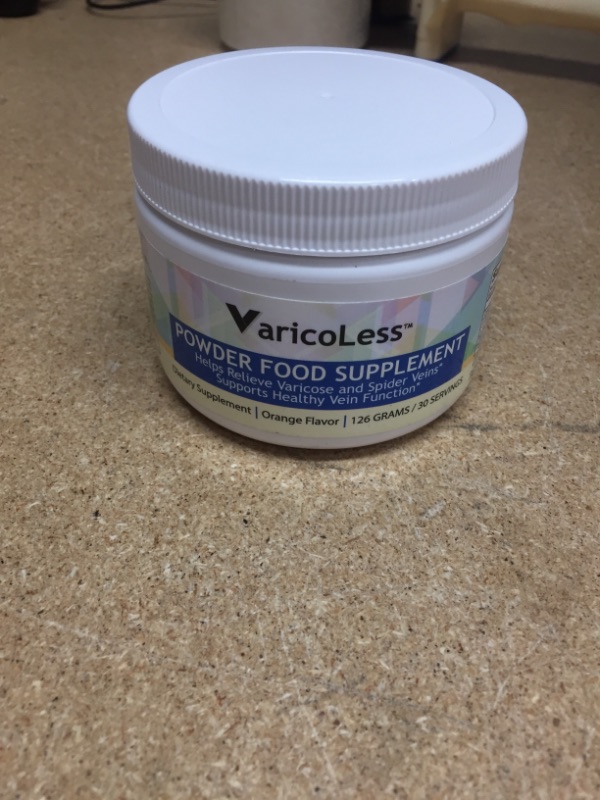 Photo 2 of **NON-REFUNDABLE**
EXP 7/23
VaricoLess Vein Support Powder Food Supplement - Varicose and Spider Vein Formula (30 Servings) Orange Flavor
