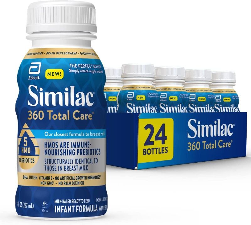 Photo 1 of **NON-REFUNDABLE**
BEST BY 1/23
Similac 360 Total Care Infant Formula, with 5 HMO Prebiotics, Our Closest Formula to Breast Milk, Non-GMO, Baby Formula, Ready-to-Feed, 8-fl-oz Bottle (Case of 24)
