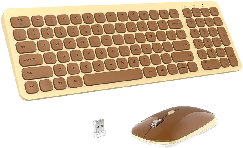 Photo 1 of ***KEYBOARD ONLY***
Wireless Keyboard and Mouse Combo - PINKCAT Compact Quiet Full Size Wireless Keyboard and Mouse Set 2.4G Ultra-Thin Sleek Design for Laptop, PC, Notebook, Computer, Mac, Desktop, Windows - (Brown)
