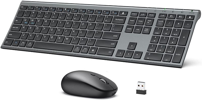 Photo 1 of iClever DK03 Bluetooth Keyboard and Mouse, Rechargeable Dual-Mode (Bluetooth 4.2 + 2.4G) Wireless Keyboard and Mouse Combo, Ultra-Slim Multi-Device Keyboard for Mac, iPad, Apple, Android, Windows
DAMAGED KEYBOARD