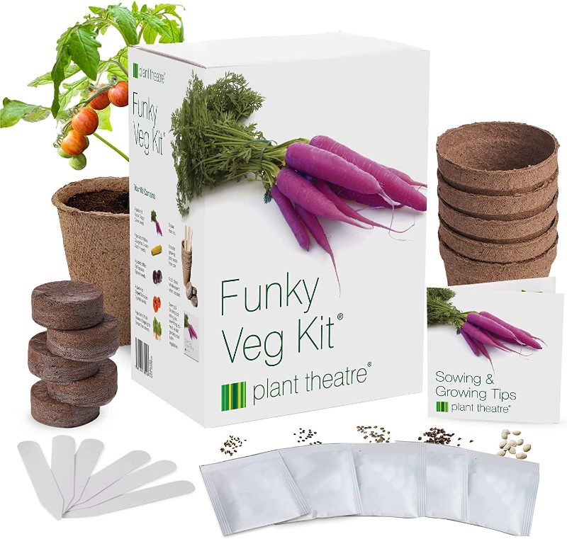 Photo 1 of **NOT REFUNDABLE**
Plant Theatre Seed Starter Kit - Unique Garden Kit - Mix of 5 Vegetables, Seed Starting Pots for Indoor or Outdoor Growth, Seedling Markers, Peat Pellets - Gardening Gifts for Women, Men, Mother's Day
