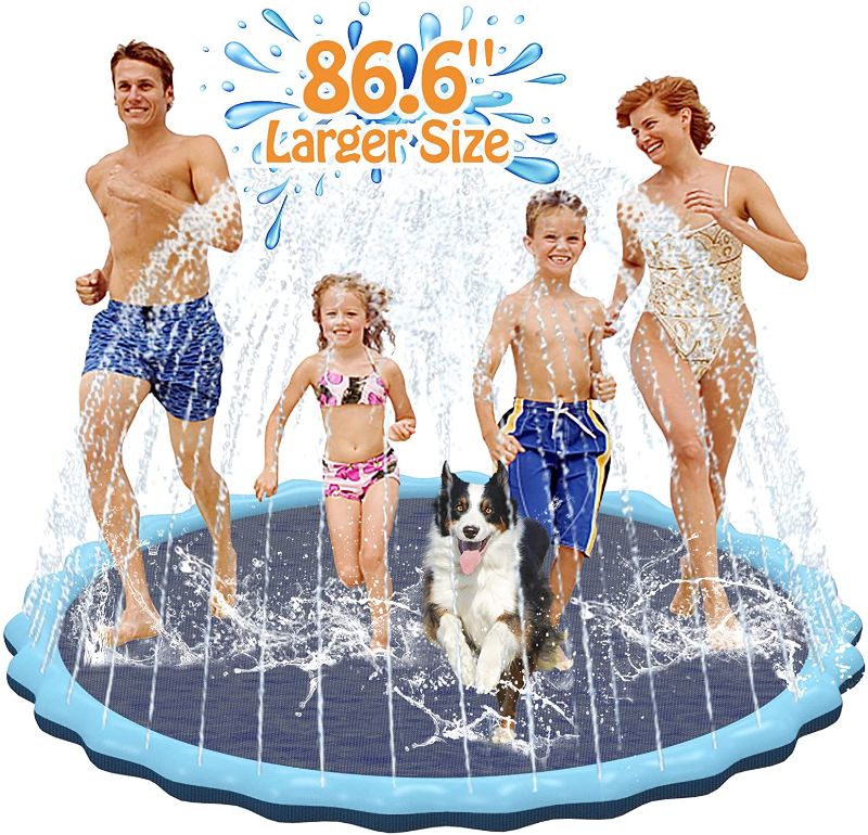 Photo 1 of Protado Splash Pad, 86.6" Size Sprinkler Play Mat for Dogs & Kids, Extra Large 0.5 mm Thickened Wading Pool Summer Outdoor Water Toys for 3 Age+ Girls Boys and Pets
