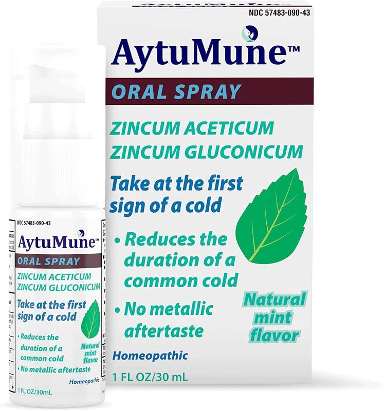 Photo 1 of **NO REFUNDS/RETURNS* -BB:03/2023*-TWO PACKS OF -  AytuMune Oral Spray for Immune System Support, Natural Zinc Remedy and Sore Throat Mist - Shorten and Calm Colds with Homeopathic Mint Spray Medicine (1 fl oz)
