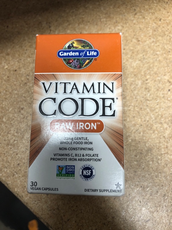 Photo 2 of **NO REFUNDS/RETURNS* BB:08/2002**- Garden of Life Vitamin Code Raw Iron Supplement - 30 Vegan Capsules, 