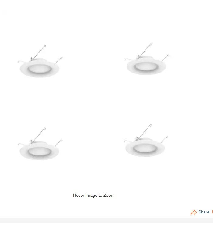 Photo 1 of 6 in. White Integrated LED Recessed Trim (4-Pack), 2700K Soft White
