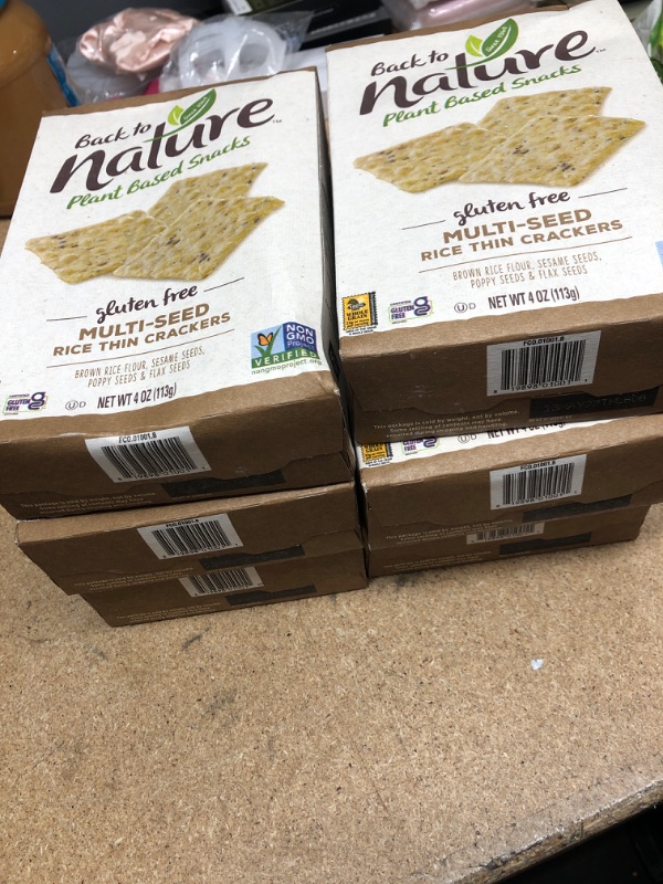 Photo 2 of **NO REFUNDS/RETURNS** BB:05/13/2022*FIVE OF  Back to Nature Gluten Free Crackers, Non-GMO Multi-Seed Rice Thins, 4 Ounce
