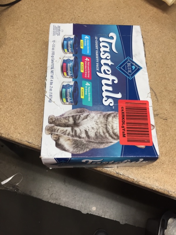 Photo 2 of **non-refundable**
1/11/24
Blue Buffalo Tastefuls Natural Flaked Wet Cat Food Variety Pack, Tuna, Chicken and Fish & Shrimp Entrées in Gravy 5.5-oz cans (12 count - 4 of each)
