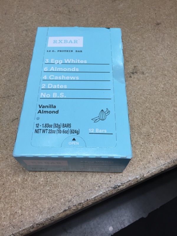 Photo 2 of **NON-REFUNADABLE**
BEST BY 7/7/22
RXBAR, Vanilla Almond, Protein Bar, 1.83 Ounce (Pack of 12), High Protein Snack, Gluten Free
