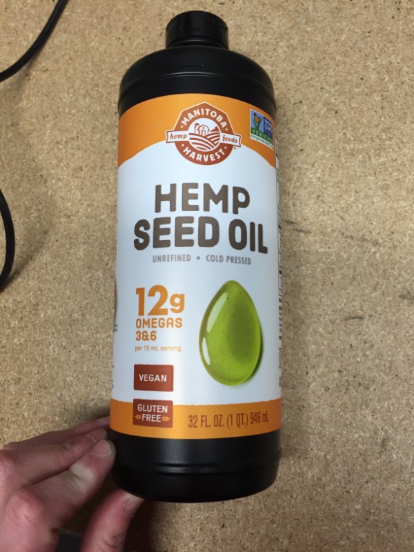 Photo 2 of ***NON-REFUNDABLE***
BEST BY 11/30/21
Manitoba Harvest Hemp Seed Oil, 12 g of Omegas 3 & 6 Per Serving, Non GMO, Vegan, Gluten Free, 32 Fl Oz
