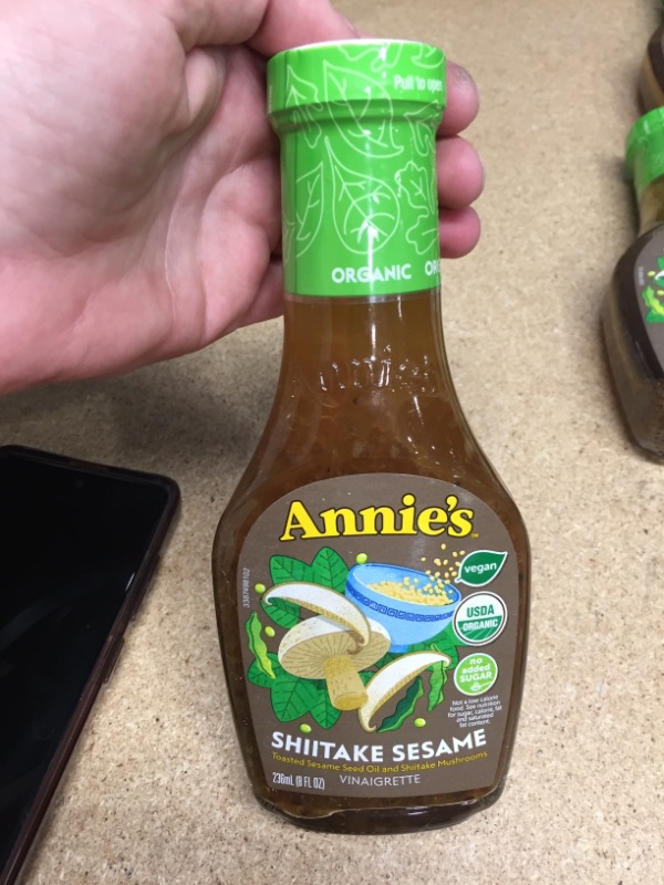 Photo 2 of ***non-refundable***
best by 4/24/22
5 bottles Annie's Shiitake Sesame Vinaigrette Salad Dressing, Non-GMO, 8 fl oz
