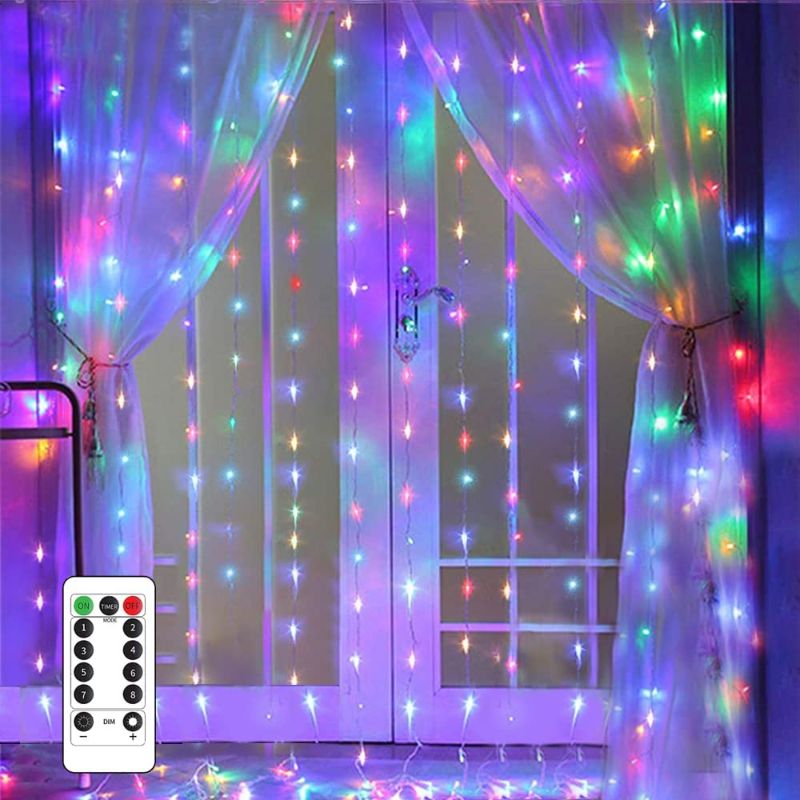 Photo 1 of String Lights Curtain,USB Powered Fairy Lights for Party Bedroom Wall,8 Lighting Modes & IP64 Waterproof Ideal for Wedding Valentines Day Decor (Multi-Colored,7.9Ft x 5.9Ft) 2 pack 