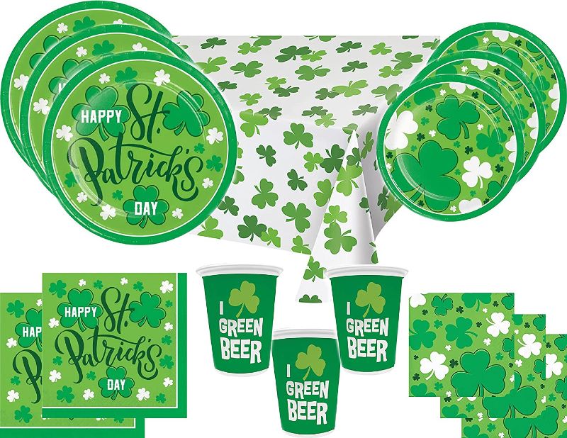 Photo 1 of St Patricks Day Disposable Party Supply Bundle for 16 Guests
