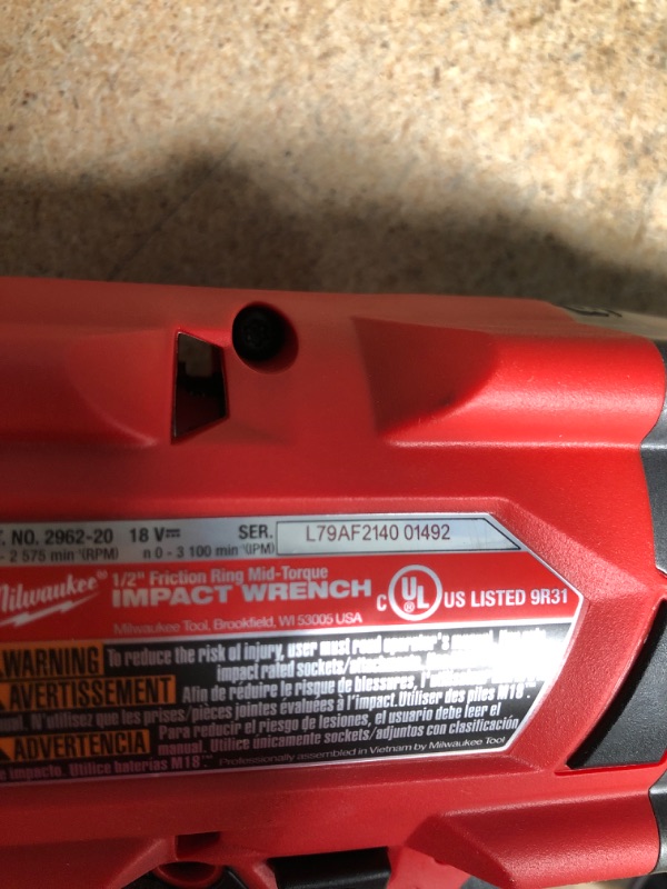 Photo 3 of Milwaukee 2962-20 M18 18V Fuel 1/2" Mid-torque Impact Wrench with Friction Ring
