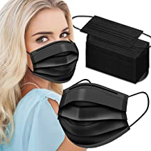 Photo 1 of Black Disposable Face Masks, 50 Pack Face Mask 3 Ply Disposable Masks - 3 ct