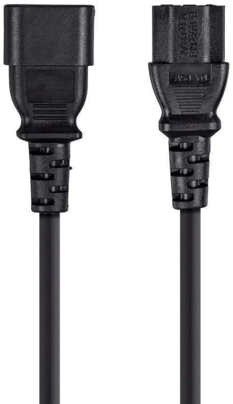 Photo 1 of Monoprice 3-Prong Extension Cord - 3 Feet - Black (6-Pack) IEC 60320 C14 to IEC 60320 C13, 18AWG, 10A, SVT, for Powering Computers, Monitors
