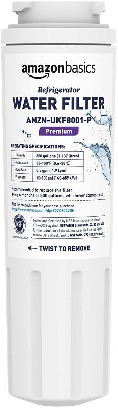 Photo 1 of Amazon Basics Replacement Maytag UKF8001 Refrigerator Water Filter Cartridge - Premium Filtration
