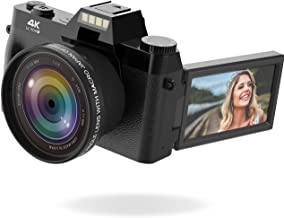 Photo 1 of Vlogging Camera, 4K Digital Camera for YouTube with WiFi, 16X Digital Zoom, 180 Degree Flip Screen, Wide Angle Lens, Macro Lens, 2 Batteries and 32GB TF Card
