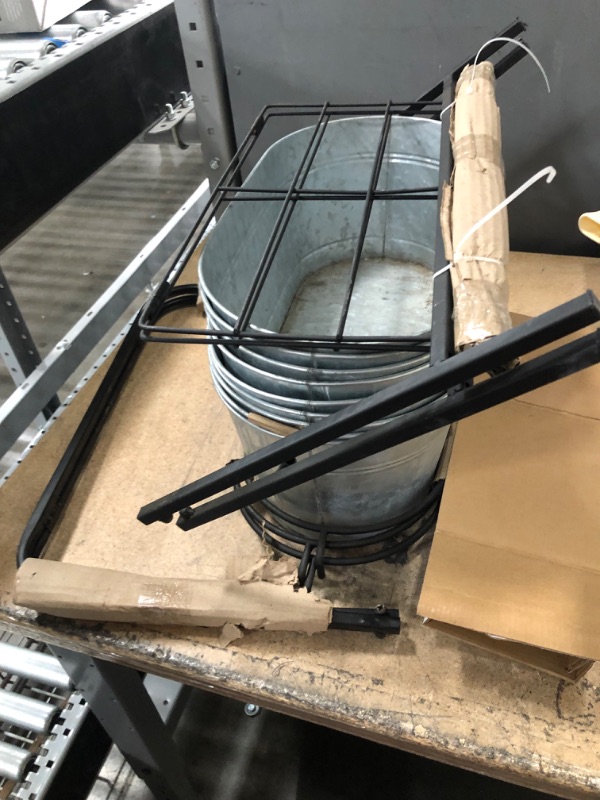 Photo 2 of 20.87 in. x 18.9 in. x 43.23 in. 3-Tiered Metal Washtub Garden Planter ** BOX DAMAGE** MINOR DAMAGE FROM SHIPPING*** WAREHOUSE DIRT***