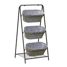 Photo 1 of 20.87 in. x 18.9 in. x 43.23 in. 3-Tiered Metal Washtub Garden Planter ** BOX DAMAGE** MINOR DAMAGE FROM SHIPPING*** WAREHOUSE DIRT***