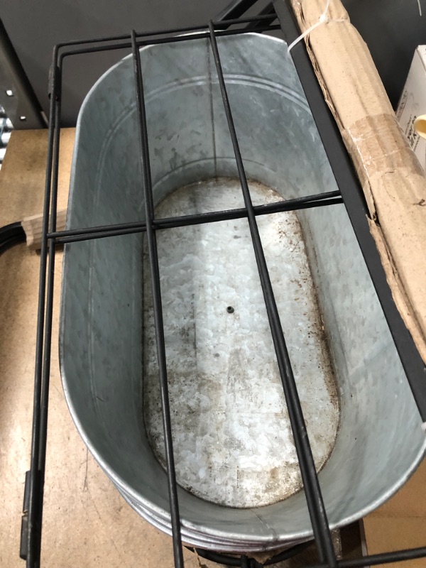 Photo 3 of 20.87 in. x 18.9 in. x 43.23 in. 3-Tiered Metal Washtub Garden Planter ** BOX DAMAGE** MINOR DAMAGE FROM SHIPPING*** WAREHOUSE DIRT***