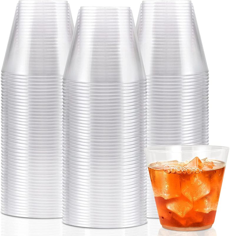 Photo 1 of 100 Pack Clear Plastic Cups 9 oz Plastic Party Cups Heavy Duty Clear Disposable Cups