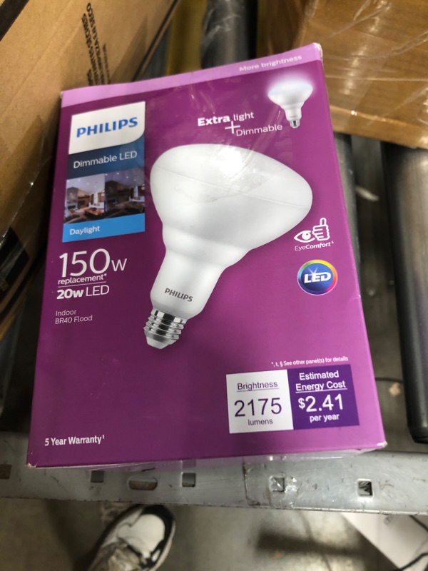 Photo 2 of Philips 150-Watt Equivalent BR40 Dimmable LED Energy Saving Light Bulb Daylight (5000K) (1-Bulb)
