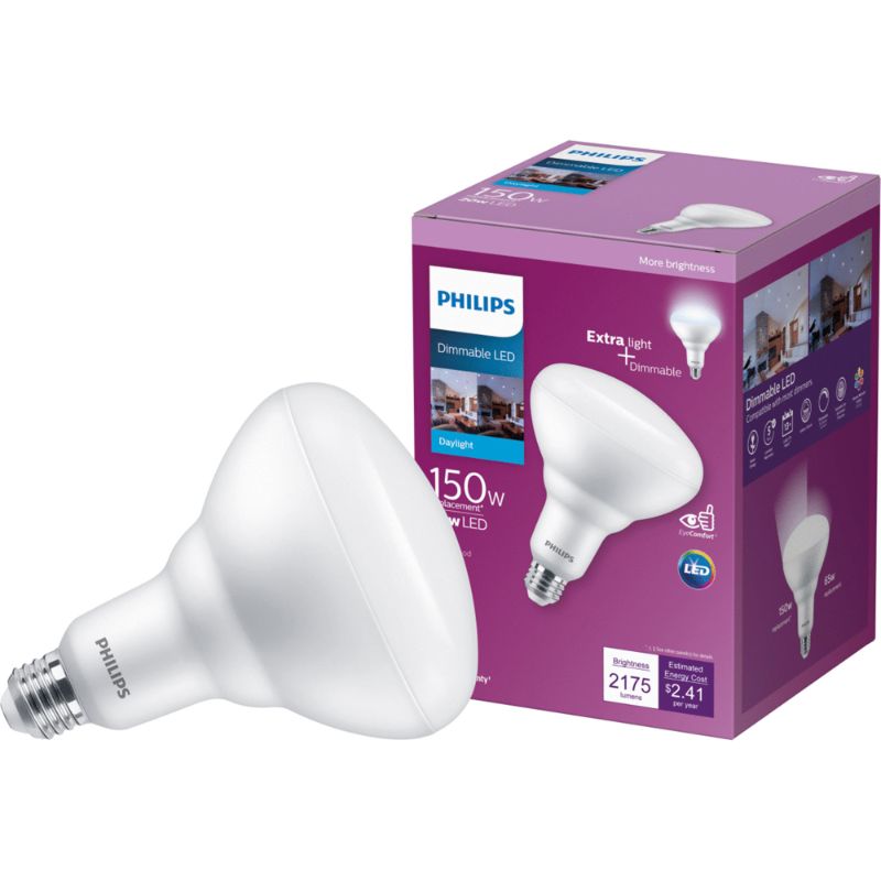 Photo 1 of Philips 150-Watt Equivalent BR40 Dimmable LED Energy Saving Light Bulb Daylight (5000K) (1-Bulb)
