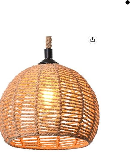 Photo 1 of Berlato Pendant Lamp, Boho Light Fixture Brown Rattan Basket Hanging Chandelier Lamp Wicker Weave