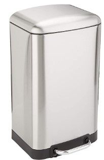 Photo 1 of Amazon Basics 20 Liter / 5.3 Gallon Soft-Close, Smudge Resistant Trash Can with Foot Pedal - Nickel