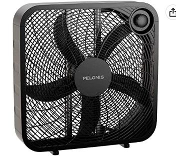 Photo 1 of PELONIS 3-Speed Box Fan For Full-Force Circulation With Air Conditioner, Upgrade Floor Fan, Black