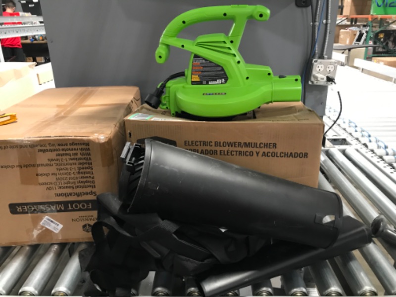 Photo 4 of Greenworks 12 Amp 375 CFM Corded Electric Leaf Blower/Mulcher/Vacuum, 24022