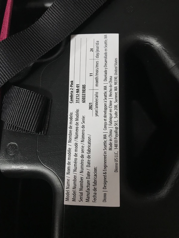 Photo 5 of Diono Cambria 2 XL, Dual Latch Connectors, 2-in-1 Belt Positioning Booster Seat, High-Back to Backless Booster with Space and Room to Grow, 8 Years 1 Booster Seat, Pink