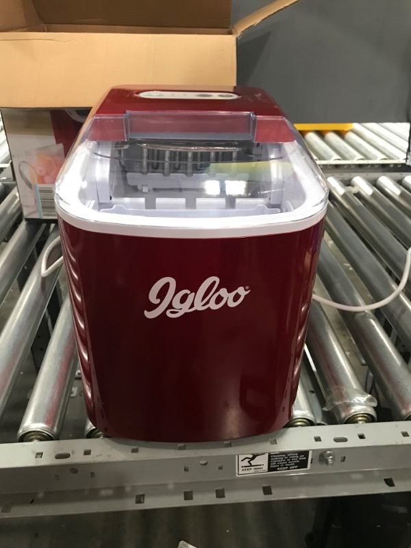 Photo 2 of Igloo Automatic Portable Electric Countertop Ice Maker Machine Red